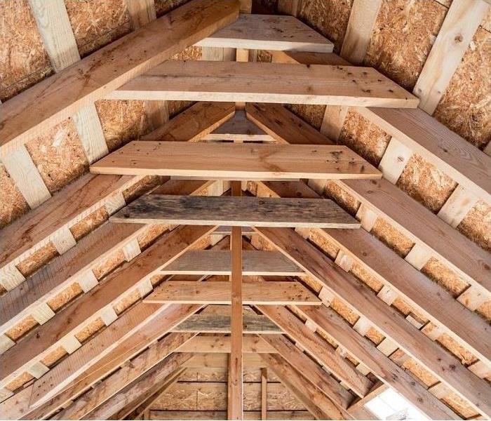 Rafters inside attic